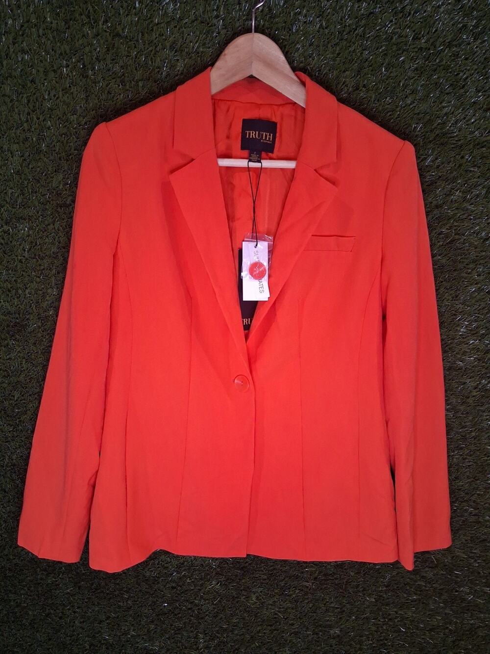 Truth By Republic Women's Blazer Jacket Size 2 Melon Orange One Button NWT